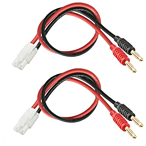 WOODGUILIN Tamiya Stecker Connectors，Tamiya Steckerstecker auf 4mm Bananenstecker Adapter mit 30cm 14AWG Kabel für RC Hubschrauber，Quadcopter, Lithium Batterien Batterieanschluss(2 Pack Tamiya Plug) von WOODGUILIN