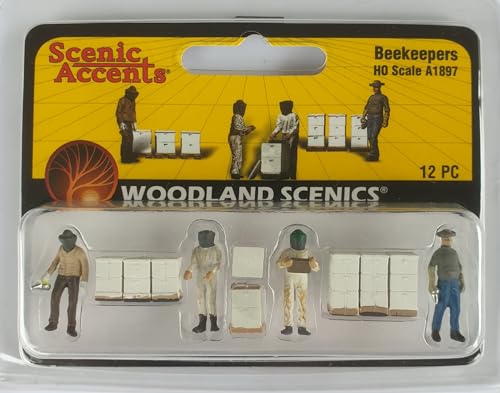 Woodland Scenics A1897 Bienenzüchter mit Bienenkörben Bienenzucht Schutzanzug Imkeranzug Beekeepers für Spur H0 HO 1:87 von Woodland Scenics