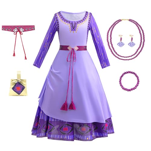 WOOLUCK® Wish Asha Kostüm Mädchen,Prinzessin Kleid Kostüm mit Zubehör,für Weihnachten Karneval Party(110) von WOOLUCK