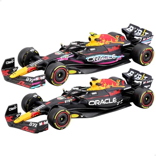 Bburago Burago Set mit 2 Modellautos, Formel 1, Max Verstappen, Sergio Perez, Oracle Red Bull Racing RB19, Maßstab 1/24, Modellauto, Miniatur-Sammlung, F1, ab 3 Jahren (78004) von WOOMAX