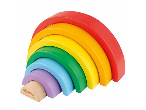 ColorBaby 49306 Árbol WOOMAX 49306-Woomax-Regenbogen aus Holz 26 x 5 x 13 cm + 18 m, bunt, 7 piezas von WOOMAX