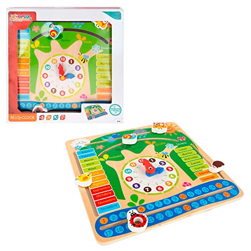 WOOMAX 43896 Play&Learn Lernuhr aus Naturholz, lernspiel, Natur, Small von WOOMAX