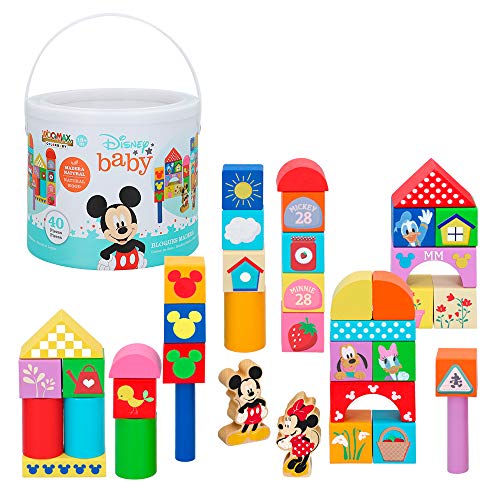 WOOMAX - Bloques de madera para bebés Bote 40 piezas Disney baby (ColorBaby 48705) von WOOMAX