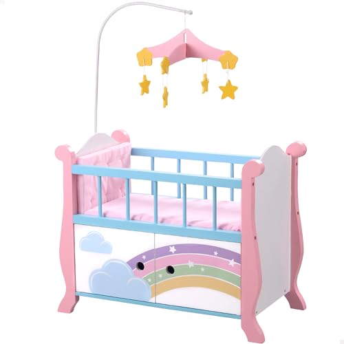 WOOMAX Kinderbett aus Holz für Babys und Puppen, Zubehör für Puppen, Puppenbett, Babybett (85401) von WOOMAX