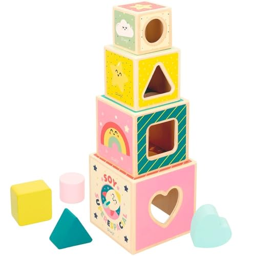 WOOMAX Torre Cubos Madera Preescolar Mr. Wonderful 15 x 13 x 24 cm von WOOMAX