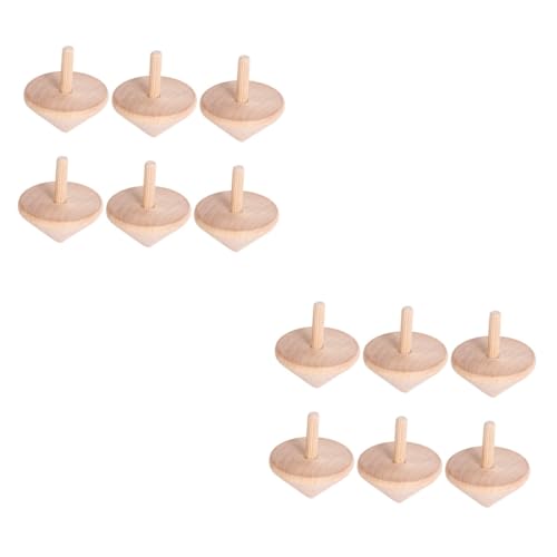 12 STK Kreisel Spielzeug Malen Gehirnspielzeug Spielzeuge Sand Für Kleinkinder Im Alter Von 3–5 Jahren Zubehör 3D-Puzzles Für Kinder Top-Spielzeug Bastelspitze Stift Hölzern Khaki WOONEKY von WOONEKY