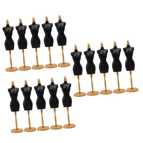 15 STK Modellständer Miniaturen Mini weibliche Schaufensterpuppe Mini-Spielzeug hühner Spielzeug kinderknallzeug Unterstützung für Puppenkleider Puppenkleiderständer Plastik Black WOONEKY von WOONEKY