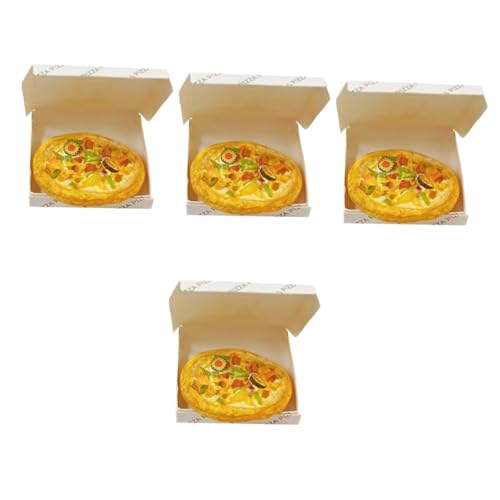 4 Sets Mini Pizza Mit Box Puppenhaus Miniaturen Mini DIY Dekor Simulation Mini Pizza Puppenhaus Pizza Puppenhaus Fake Food Dekoration Mini Pizza Dekor Künstliche Pizza WOONEKY von WOONEKY