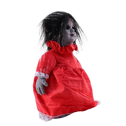 WOONEKY 1 STK Sprachaktivierte Induktions-laufpuppe Gruseliges Halloween Halloweenkostüm Dekor Gruselige Puppen Für Halloween Spukhaus Requisiten Spukpuppe Mit Sound Bjd Crewpy Plastik von WOONEKY