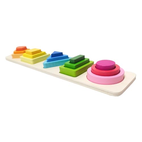 WOONEKY 1 Satz Geometrie-Puzzle Spielzeug Spielsachen Bauklötze Puzzlematte Bausteine Puzzlekarte Jigköpfe Form-Matching-Puzzle Kleinkind-Form-Puzzle Farbblöcke Formen Colorful Holz von WOONEKY