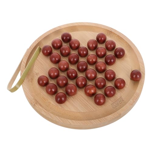 WOONEKY 1 Satz Kinderschach Lernspiel Schachspiele Einzelspieler-Schach Schachspielzeug Schachspielset Bambusperlen Spielzeug Peg Solilaire Spiel Einzelspieler-schachspiel von WOONEKY