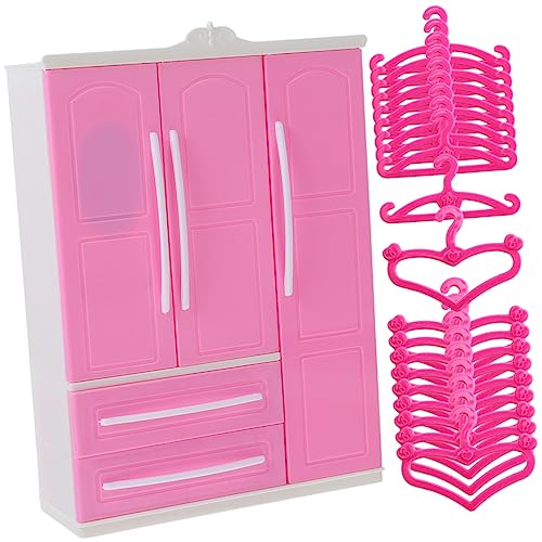 WOONEKY 1 Satz Kleiderschrank Mit DREI Seiten Puppenhausmöbel Hemdenbügel Ankleideschrank Puppen Für Puppenhaus Puppenkleiderbügel Mini Kleiderschrank Für Puppen Miniaturmöbel Abs Rosy von WOONEKY