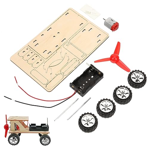 WOONEKY 1 Satz Materialien für die Automontage Kinder elektrofahrzeuge Miniaturbausätze Rätsel sankastenspielsachen Kindergarten Spielzeug Modellauto-Kit windbetriebenes Spielzeugauto Holz von WOONEKY