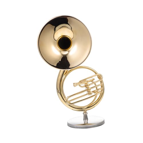 WOONEKY 1 Satz Musikinstrumentenmodell Waldhorn-Statue Simulationsinstrument Ornament Musikalisches Spielzeug bürodeko wohnzimmerdeko Metallbariton schmücken filigranes Instrumentenmodell von WOONEKY