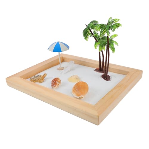 WOONEKY 1 Satz Ocean Sand Tischdekoration Ocean Sea Life Mini-sandkasten -dekor Szene Dekor Miniaturbausätze Mini-Desktop-Sandbox-zubehör Sandlandschaft Hölzern von WOONEKY