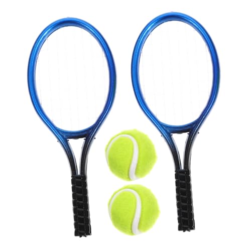 WOONEKY 1 Satz Puppenhaus-Tennis Tennis Requisiten Desktop-tennisschläger-Modell Fotografie Requisiten Mini- Tennisschläger- Lustiges Minihouse-Tool Mini-Sachen Blue Plastik von WOONEKY