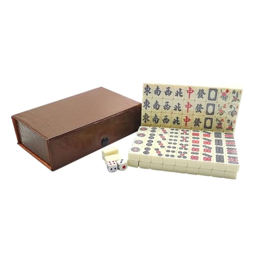 WOONEKY 1 Satz Reise Freizeit Mahjong Spielzeug Für Die Reise Reise-Mahjong-Spielzeug Mahjong-kit Mit Würfeln Minispiel Tragbar Desktop-Spielzeug Traditionelles Mahjong Reisezubehör Acryl von WOONEKY