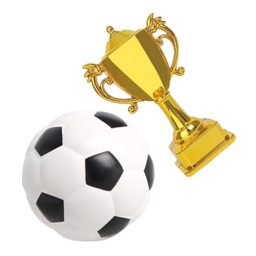 WOONEKY 1 Satz Trophäen-fußballmodell Fußball-kuchendekoration Goldene Pokale Tortenaufsätze Für Sport Kleines Fußballmodell Fußball-kuchenaufsatz Mini-fußball Plastik Wiederverwendbar von WOONEKY