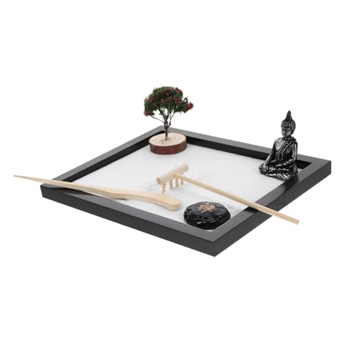 WOONEKY 1 Satz Meditation-Zen-Garten Kleiner Strand-Zen-Garten Buddha Figur deko Buddhismus deko Schreibtisch bastelset artware dekor Sandkasten-Dekor Japanischer Stil schmücken Geschenk von WOONEKY