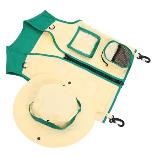 WOONEKY 1 Set Explorer Bekleidung Weste Und Hut Kinderanzug Outdoor Explorer Kits Kinderhüte Kostüm Kinderweste Für Kinder Camping Explorerweste Kinder Explorer Hutweste Der Hut von WOONEKY