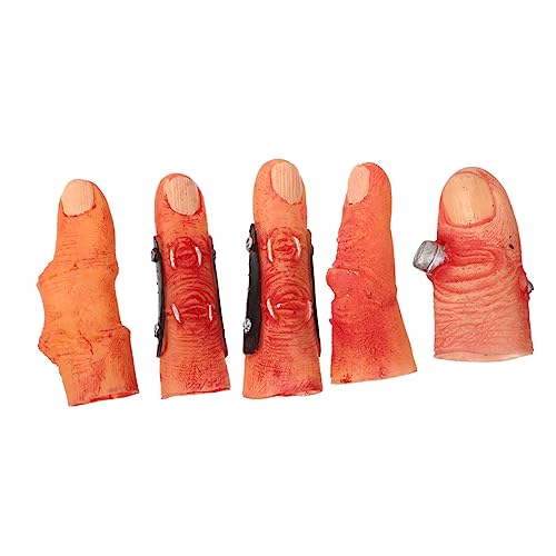 WOONEKY 1 Set Halloween Handschuhe Mit Abgetrennten Fingern Fingerstand Halloween Streichspielzeug Falscher Finger Halloween Körperteile Fingerbett Blutige Falsche Finger von WOONEKY