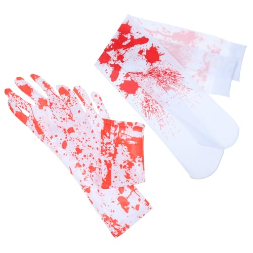 WOONEKY 1 Set Halloween Requisiten Halloween Supply Party Cosplay Decor Halloween Blood Gloves Party Blutstrümpfe Blutstrümpfe Handschuhe Wiederverwendbare Blutsocken Halloween Accessoire von WOONEKY