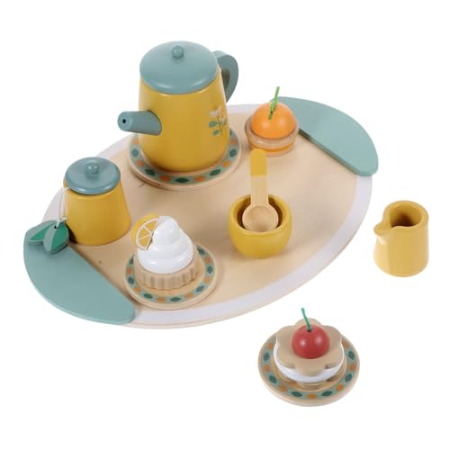 WOONEKY 1 Set Holz Teeservice Für Kinder Interaktives Rollenspiel Teegeschirr Set Für Mädchen Spielzeug Zum Teeparty Spielen Inkl Tassen Kanne Und Zubehör Ideal Für Kreative von WOONEKY