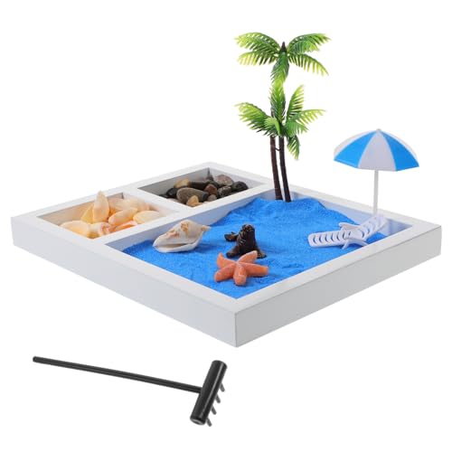 WOONEKY Strand Mikrolandschaft 景观 滩装饰set Japanisches Sanddekor Für Zen Garten Ideal Für Tischdeko Und Wohnaccessoires Mikro Beach Set von WOONEKY