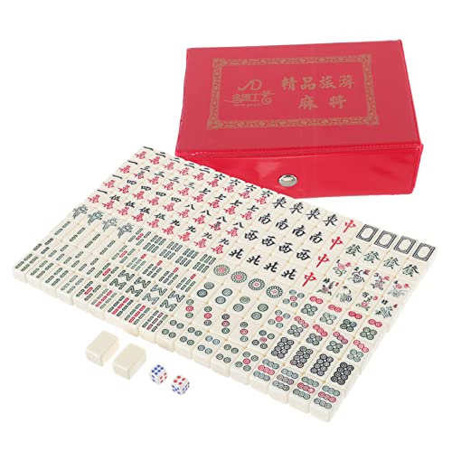 WOONEKY 1 Set Kleines Mahjong Set Mini Spielzeug Für Reisen Lustiges Mahjong Set Mahjong Fliesen Majiang Interessantes Mahjong Set Mahjong Reise Vintage + Mahjong + Set von WOONEKY