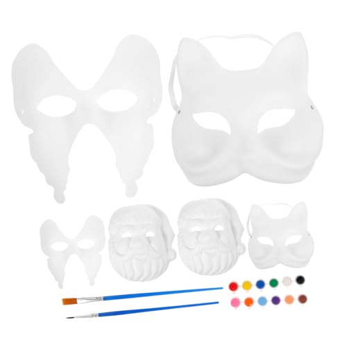 WOONEKY 1 Set Outdoor Freizeit Kinder Graffiti Gesichts Make Up DIY Weißer Embryo Pappmaché Maske DIY Masken Unlackiert Halloween Schlichtes Weißes Papier Weißes Blankopapier von WOONEKY