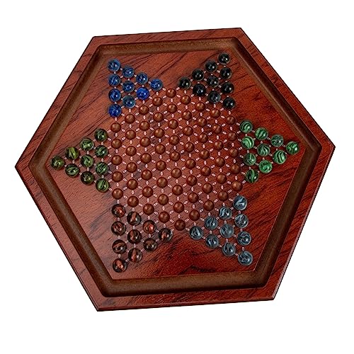 WOONEKY 1 Set Sechseckige Holz Riffelblech Brettspiele Für Kinder Puzzle Spielzeug Lernspielzeug Halma Brettspiel Dame Tischspiel Chinesische Brettspiele Kinder Reisespielzeug von WOONEKY