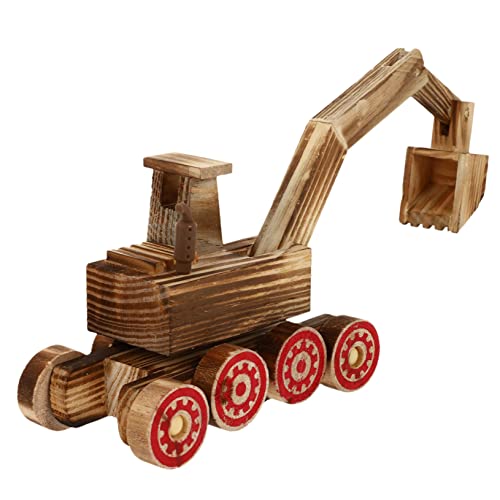 WOONEKY 1 Stück Bagger Modell Büro Dekor Baby Greifspielzeug Technisches Fahrzeug Spielzeug Mini BAU LKW Schreibtisch Auto Modell Heimdekoration Desktop Dekor Holz Zartes von WOONEKY