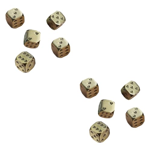 WOONEKY 10 STK Liebeswürfel Aus Metall Spielsachen Spiel Würfel Partyzubehör Brettspiel-Tool Würfel Für Spiel Unterhaltungswürfel 13-mm-würfel Spiel Requisiten Golden Zinklegierung von WOONEKY