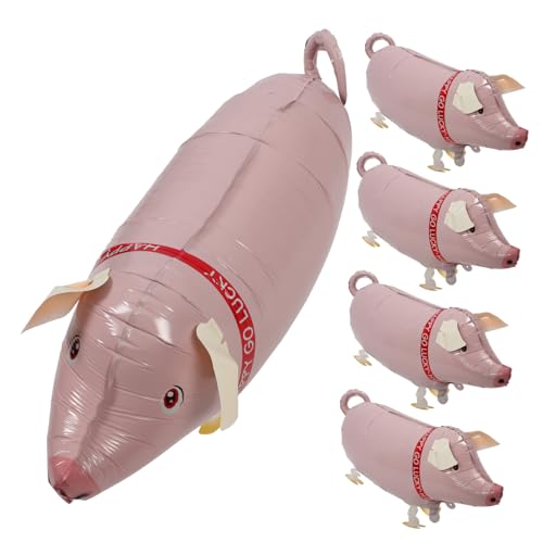 WOONEKY 10 Stk Ballon Aufblasbares Schweinespielzeug aufblasbare Nutztiere Tierspielzeug kinderspielzeug spielzeug für kinder Neuheit aufblasbar aufblasbares Spielzeug Aluminiumfolie Rosa von WOONEKY