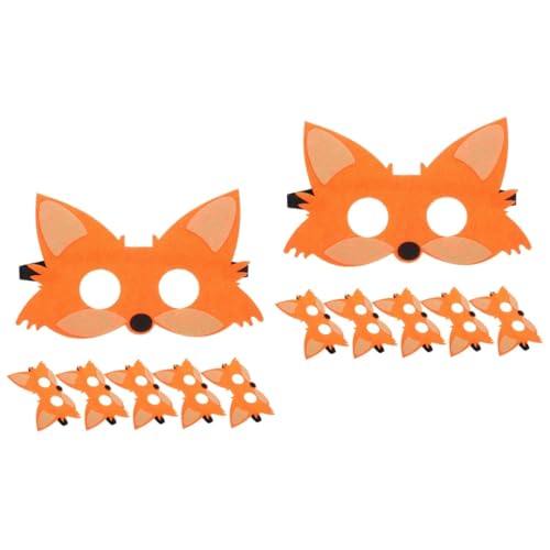 WOONEKY Fuchs Maske 10 Stk Fuchsmaske Für Kinder Masken-cosplay Fuchs-cosplay-maske Halloween Maskentier Tiermasken-set Tiermasken Aus Filz Fuchs-party-dekorationen Tiermaske Für Party Gefühlt Orange von WOONEKY