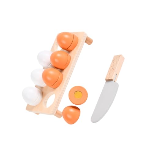 WOONEKY 10 Teiliges Holzspielzeug Set Mit Simulierten Eiern Und Enteneiern Für Küchenrollenspielzeug Pädagogisches Für Kreatives Kochen Und Schneiden Bunten Farben von WOONEKY