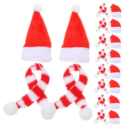 WOONEKY 100 STK Puppe Weihnachtsmütze Babypuppenkleidung Minischals für Puppen Weihnachtsfeier liefert Puppenschal weihnachtsdeko Weihnachts Party Puppendekor gestrickter Schal Stoff rot von WOONEKY