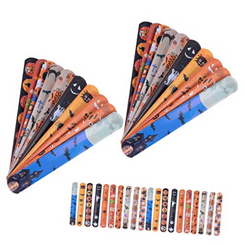 WOONEKY 100 Stück Halloween Slap Armbänder mit Zufälligen Mustern Glatte Oberfläche Einfach Anzulegen Vielseitige Party Mitgebsel für Erwachsene und Geeignet für Halloween und WOONEKY 100 Stück Halloween Slap Armbänder mit Zufälligen Mustern Glatte Oberfläche Einfach Anzulegen Vielseitige Party Mitgebsel für Erwachsene und Geeignet für Halloween und von WOONEKY