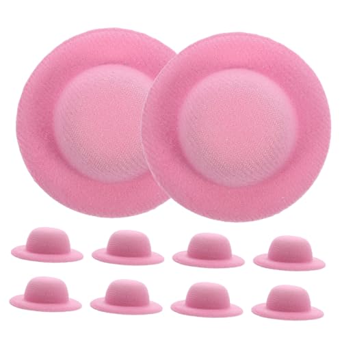 WOONEKY 10St Mini-Strohhut Puppenhüte Male die Puppe selbst aus Mini-Fedora Filz-Fedoras Hüte Miniatur Mini-Haushut-Foto-Requisite Mini-Hausparty-Hüte Kleiner Puppenhut Flanell Rosa von WOONEKY