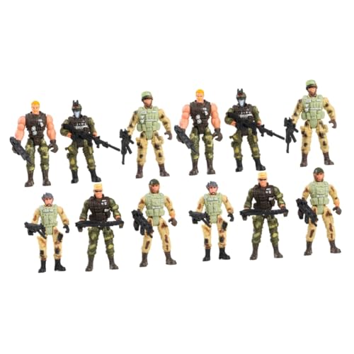 WOONEKY 12 STK Militärsoldatenmodell Spielzeug Toys Armee-Spielzeug Spielzeugarmee Kindersoldatenstatue Desktop-Spielzeug Desktop-Soldatenstatuen Soldat aus Plastik Green von WOONEKY