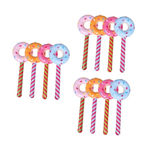 WOONEKY 12 Stk Aufblasbarer Donut-stick Aufblasbare Donut-lutscher-spielzeuge Mini-donuts Gefälschte Süßigkeiten Babyballons Donut-ballon Lutscher-donut in Die Luft Jagen Party Krapfen Pvc von WOONEKY