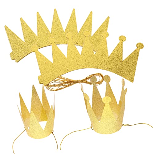 WOONEKY 12St Glitzer-Geburtstagskrone dekorativer Geburtstagshut goldene geburtstagshüte 1. Geburtstag kinderkrone geburtstagskrone für kinder Tiara-Geburtstagshut Tiara-Hut für PVC von WOONEKY