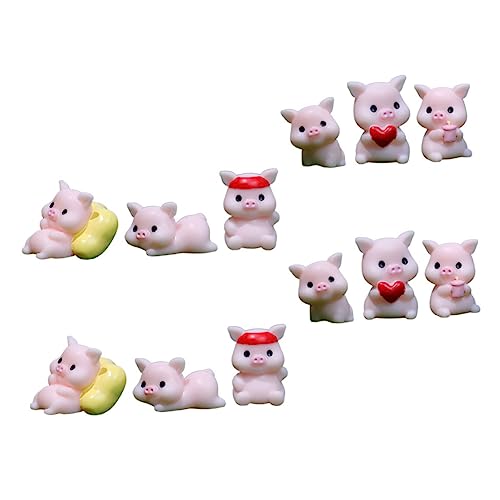 WOONEKY 12St tischplatte schöne schweineverzierung Mini-Spielzeug süßes rosa Schweinchen Spielzeug Autozubehör Cute Decor miniaturfiguren bastelset Garten kleine Statuen Tierfigur aus Harz von WOONEKY