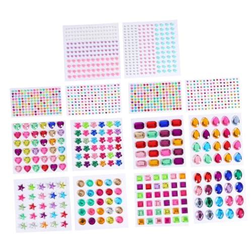 WOONEKY 14 Blatt Acryl Aufkleber für Teiliges DIY Kristall Sticker Selbstklebende Bunte Schmucksteine für Scrapbooking Basteln Fotoalben und Kreative Dekoration WOONEKY 14 Blatt Acryl Aufkleber für Teiliges DIY Kristall Sticker Selbstklebende Bunte Schmucksteine für Scrapbooking Basteln Fotoalben und Kreative Dekoration von WOONEKY