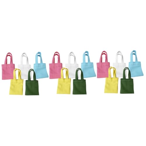 WOONEKY 15 STK Mini Handgefertigte Canvas-Tasche Puppenhaus-Tasche Mini-puppentasche Puppenhaus-skulptur Puppenhandtasche Puppenhauszubehör Mini-Einkaufstasche Mini-Handtasche Segeltuch von WOONEKY