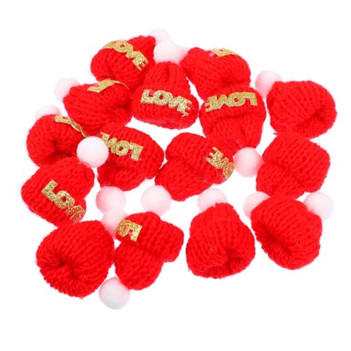 WOONEKY 15 Stück Mini Mützen Mini Haarspangen Weihnachten Mini Verzierung Basteln Stricken Mützen Mini Weihnachtsmann Mütze Weihnachtslutscher Mütze Miniatur Weihnachtsmann von WOONEKY