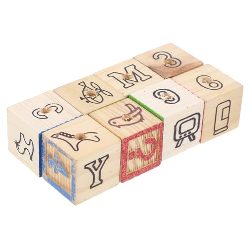 WOONEKY 16 STK Buchstaben aus Holzblöcken holzbauklötze papageienspielzeug Parrot Toys Futterspielzeug für Vögel Spielzeug für Vogelkäfige Buchstabenblöcke aus Holz Alphabetblöcke Hölzern von WOONEKY