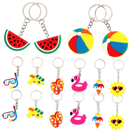 WOONEKY 16st Hawaiischer Schlüsselanhänger Hängende Verzierung Ananas-schlüsselanhänger Sommer Schlüsselanhänger Für Kinder Luau Aloha Partygeschenke Schüttgut Metall Pool-party Armband von WOONEKY