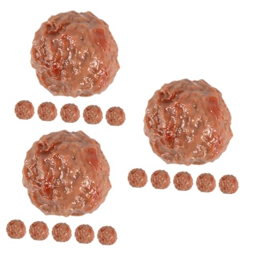 WOONEKY 18 STK Simulierte Rindfleischball-Requisiten gefälschter Hamburger Fake-Food-Dekor hühner Spielzeug gefälschte gekochte Rindfleisch-Fleischbällchen gefälschtes Essen PVC Brown von WOONEKY