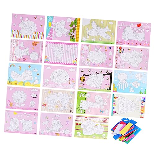 WOONEKY 19er Packung Mosaik-Aufkleber-Kunst Kinderspielzeug Bastelzubehör Für Kinder 3D-Aufkleber Für Kinder Mosaik-Sticker-Kits Für Jungen Kinder Spielset Kinder DIY Wandkunst von WOONEKY